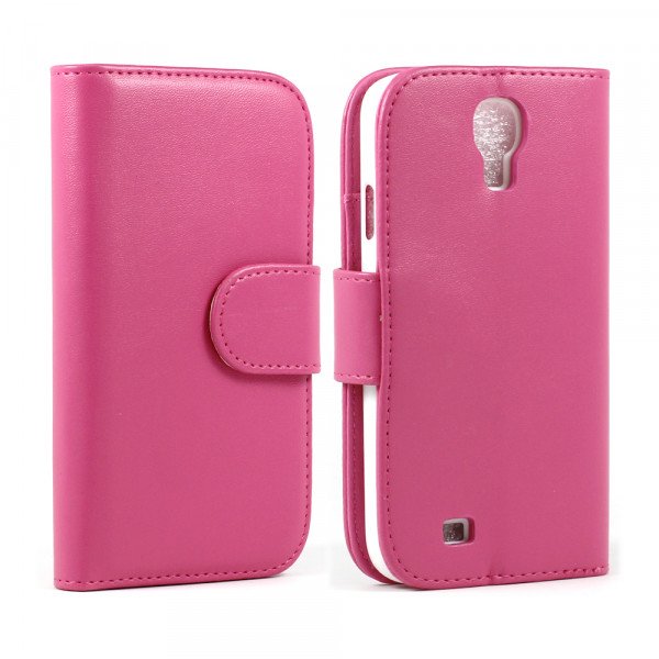 Wholesale Samsung Galaxy S4 Simple Flip Leather Wallet Case with Stand (Hot-Pink)